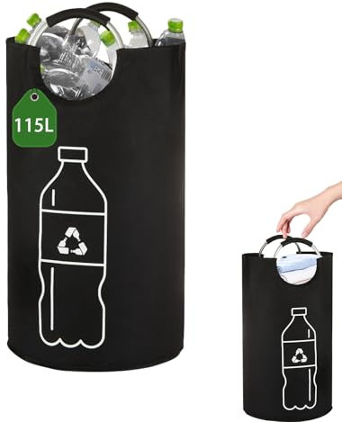Baieye 115L Pfandflaschen Sammelbehälter,Faltbarer Pfandflaschen Behälter,Groß Faltbar Flaschensammler Leergut,Pfandflaschen Aufbewahrung mit Griffen aus Aluminium