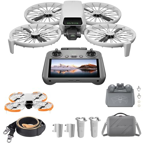 DJI Flip (RC 2 Fernsteuerung mit Bildschirm) mit Zubehör, Drohne mit Kamera 4k Erwachsene, Mini Drohne <249 g, Drohne Follow Me Funktion, Videoübertragung,Handstart,31min Flugzeit