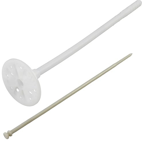 AERZETIX - Set di 50 tasselli per isolamento a battuta Ø10x260mm + 50 chiodi 265mm - in nylon - fissaggio per pannelli termici polistirene estruso espanso lana di roccia