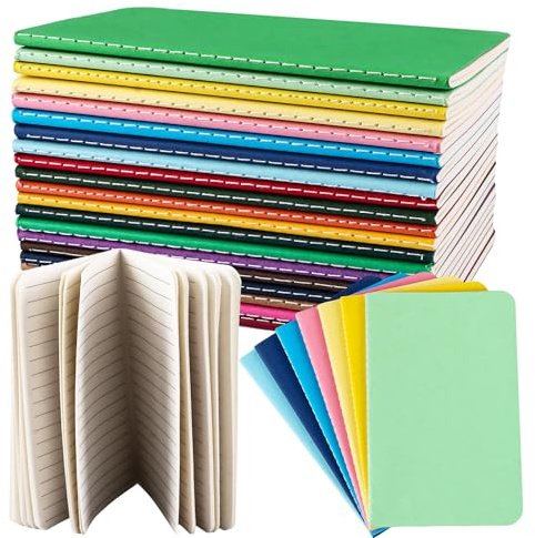 APACALI 60 Stück Notizbuch A6 Blanko, 60 Seiten (30 Blätter) Notizblock, Notizheft mit Regenbogen Rücken in 20 vintagen Farben, 14x9cm Notizbücher für Büro und Schule, zum Zeichen, Schreiben