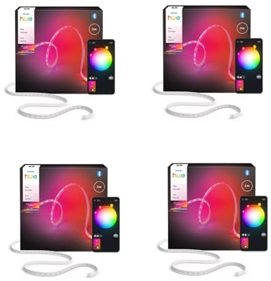 Philips Hue Bundle – 4x 3m Indoor Indirect Flux LED Lightstrips | Intelligente Ambientebeleuchtung mit Millionen Farben, App- & Sprachsteuerung, Kompatibel mit Alexa, Google Home & Apple HomeKit