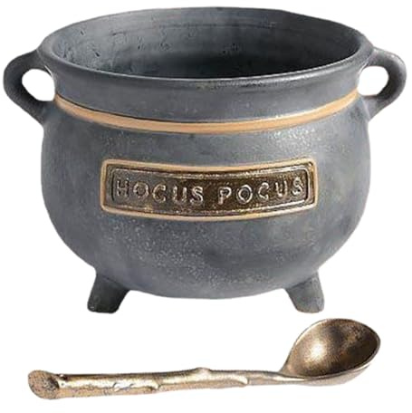 Halloween Snack Bowl - 7.87x6.3x5.91 Inch Halloween Snack Bowl Witch Cauldron | Resin Food Stand Dessert Organizer with Spoon for Salon Restaurant Catering Truck Movie N
