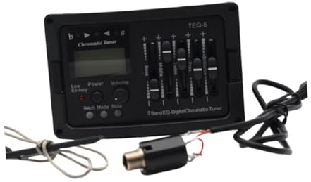 F Fityle 5-Band-Vorverstärker- für Akustikgitarre, Lautstärkeregler mit Bass-, Mitten-, Höhen- und Brillanzregler, Keine Endkappe