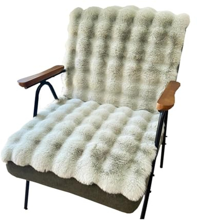 Flauschiges Kunstfell-Liegestuhlkissen – rutschfeste Plüsch-Stuhlpolster für Schaukelstuhl, Esszimmer, Sofa und Erkerfenster – weicher Komfort-Möbelschutz (Grün, 60 x 120 cm)