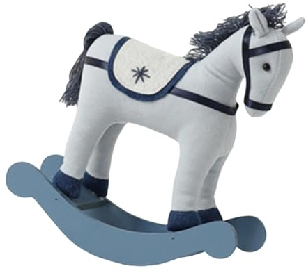 PawwJoy Caballo Balancín Navidad Juguete Peluche Base Madera Decoración Festiva Regalo para Niños Celebración Navideña Exhibición- Gris Claro