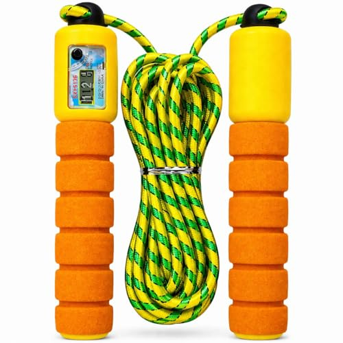 Skipping Ropes For Adults & Kids - Adjustable Jump Rope With Counter Soft Handles 2.4m Jumping Rope For Exercise Fat Burning Workout Gym Training