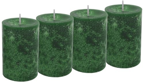 Unbekannt 4 Stumpenkerzen Kerzen Dunkelgrün Grün Adventskranz Weihnachten Tischdeko Deko, Unparfümiert