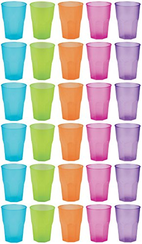 idea-station Plastikbecher bunt - 30 Stück - 350 ml - ideal für Cocktail