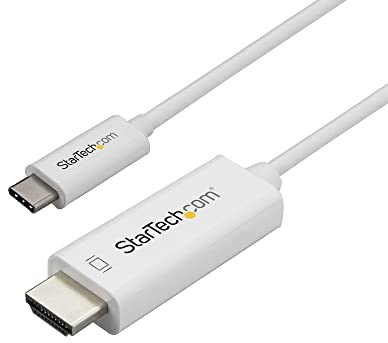 StarTech.com Cable de 2m USB C a HDMI - Cable Adaptador de Vídeo USB Tipo C a HDMI 2.0 4K de 60Hz - Compatible con Thunderbolt 3 - Portátil a Monitor HDMI - Modo Alt DP 1.2 HBR2 - Blanco (CDP2HD2MWNL)