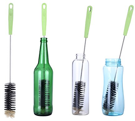 xuanran 2PCS Brosse à Carafe Ultra Longue, Brosse à Bouteilles Rondelles pour Bouteille étroite Bière, vin, Kombucha, Décanteur, Bouteilles d'eau, Thermos, (2PCS)