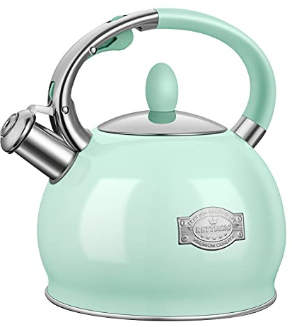 Tea Kettle Stovetop, 2.64 Quart Food Grade Whistling Tea Pot, Mint Green