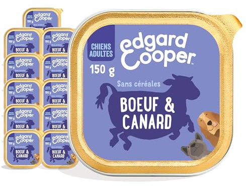 Edgard & Cooper Pâté Pour Chien, (Boef & Canard, 150g x 11), Sans Céréales, Viande fraîche et protéines de qualité, Vrais ingrédients pour chiens, Hypoallergénique, Sans sucres ajoutés