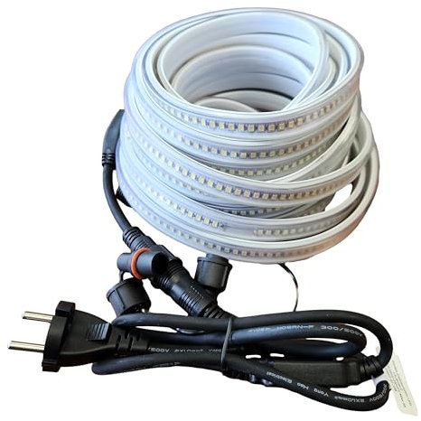 Carré Rouge Light at Job - Ruban LED Connectable de Chantier, 10 Mètres - Prêt à Brancher, PVC, IP65-178 LED SMD, 2835/Mètre, 1200 Lumens/Mètres - 6000K