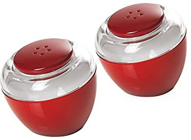 Omada Salz- und Pfefferstreuer: Acryl Gewürzstreuer Set,Niedliche moderne leicht befüllbare Salz- und Pfefferbehälter,Rot und Klar Salz und Pfeffer Set,Spülmaschinenfest und BPA-frei,Made in Italy