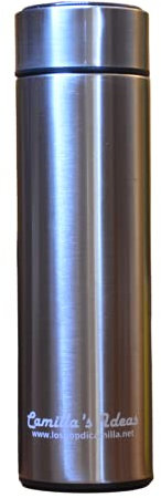 Camilla's Ideas Borraccia Termica con LED, Lettura della Temperatura Touch, 480 ml, Multicolore (Argento Personalizzata)