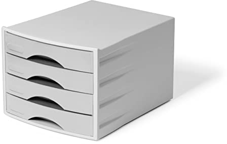 Durable Schubladenbox ECO 4 Fächer, für A4, Blauer Engel, grau, 776210