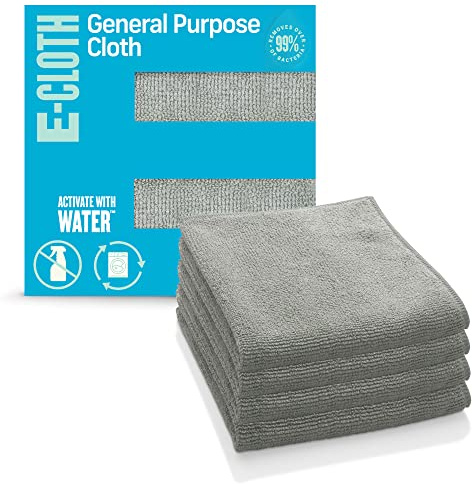E-Cloth General Purpose Microfibre Cleaning Cloth, 300 Wash Guarantee, Alaskan Blue, 4 Pack
