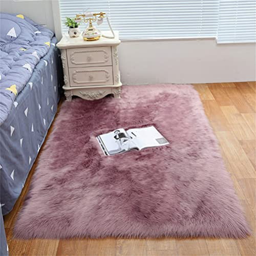 Tomifine Faux Lammfell Schaffell Teppich Super Weich Kunstfell Teppiche Dicker Flauschig Teppich Bettvorleger Sofa Matte (80x160 cm,Lila b)
