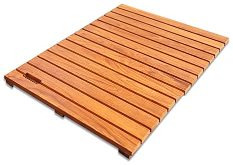 Zhaomi Saunamatte für Den Lnnen,Badematte aus Holz,rutschfeste Badematte,Natürliche Duschmatte,Mehrzweck-Badvorleger Badematte,für Dusche und Badewanne,Küche und Flur (60x30cm/24x11.8in)