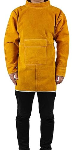 NP Tablier de travail en cuir de vache avec manches 3 tailles, jaune, 120