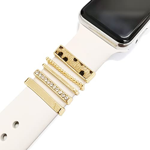 Boucles d'anneau décoratives en acier inoxydable Bijoux Accessoire de bracelet de montre Compatible avec Apple Watch Bracelets en Charms pour Galaxy Watch Band Fit for All Watch Bands Cheetah-03