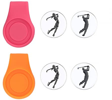 DONGKER Golf Ballmarker mit Magnetisch Hut Clip Set, 2 Stück Silikon Hut Clip +4 Stück Magnetisch Ballmarker, Golf Mütze Clips Geschenke für Golfhandschuhe, Hüte, Taschen, Kappen, Visier