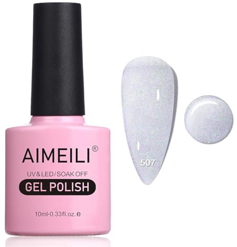 AIMEILI UV Gel Nagellack Glitzer Lila Jelly Translucent Glitzer UV Nagellack Spring Summer Glitter Gel Polish - 507 Lila