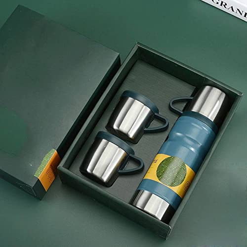 PEEHOO 680 ml Vakuum-Thermoskanne, tragbarer Reisebecher, Edelstahlbecher, Reisewasserflasche, Tee-Ei, blaues Set, 680 ml