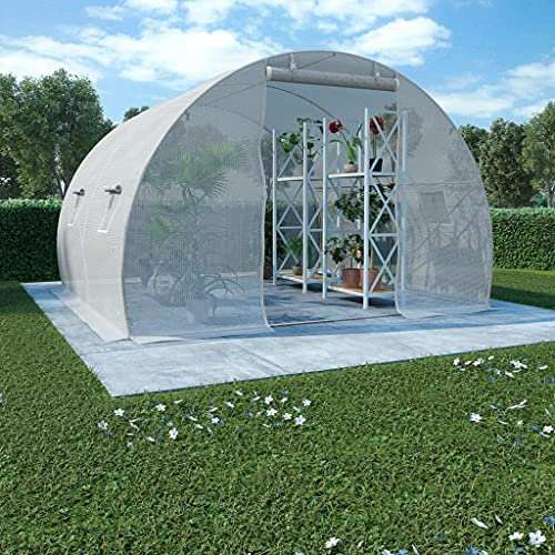 HOMIUSE Invernaderos Jardin Tunel Invernadero Huerto con 4 Ventanas Laterales y 1 Puerta para Cultivo de Plantas 3x3x2 m 9 m² Blanco Densidad de la Tela de Malla PE 170 g/m² Acero Galvanizado