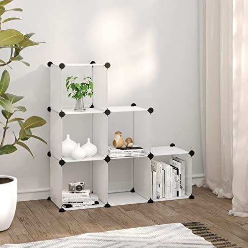 ZEYUAN Regalsystem mit 6 Würfeln Transparent PP, Vitrine, Raumteiler Regal, Steckregal, Regalsystem, Stufenregal, Bücherregal, Schrank Regal