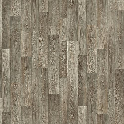 Grey Wood Effect Lino Flooring Non Slip Kitchen Bathroom Flooring Vinyl Roll Sheet Thick Light Grey Oak 2m 3m Width 2m Length To 7m Length (Malpas Washed Oak, 2.5m x 3m)