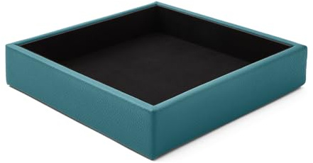 Eglooh - Atena - Taschenleerer aus echtem Leder Türkisgrün Blau - Schreibtisch-Organizer mit modernem Design - Ablagefach für Schlüssel, Münzen, Schmuck - cm 16,5 x 16,5 - Made in Italy