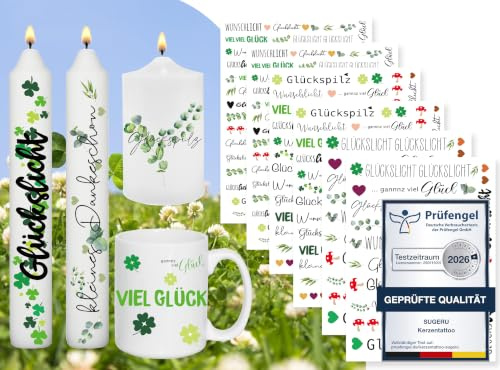 Sugeru 6 PCS Kerzentattoo (200+ Muster),Wassertransferdruck |wasserschiebefolie kerzen | Kerzenfolie | kerzenaufkleber sticker | Kerzen dekorieren (Glückslicht)
