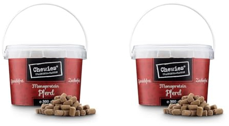 Chewies Trainingshappen Pferd - Monoprotein Snack für Hunde - 300 g - getreidefrei & zuckerfrei - Softe Leckerlies fürs Hundetraining - hypoallergen (Packung mit 2)