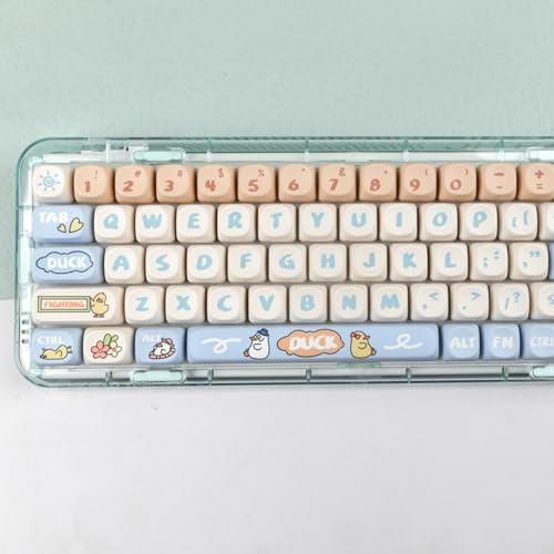 Sumgsn MOA Profile Cute Yellow Duck Keycap Set, 138 Keys PBT Dye-Sub Custom Keycaps for MX Cherry Mechanical Keyboard 60 75 100%