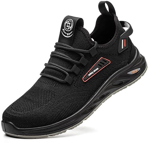 Hitmars Arbeitsschuhe Herren leicht Sicherheitsschuhe Damen Sportlich Stahlkappenschuhe Schutzschuhe Atmungsaktiv rutschfest EU38