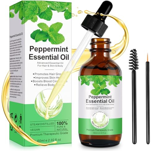 Pfefferminzöl 60 ml Minzöl Ätherisches Öl Fördert das Haarwachstum Peppermint Oil für Haar, Haut, Massage, Aromatherapie, Diffusor