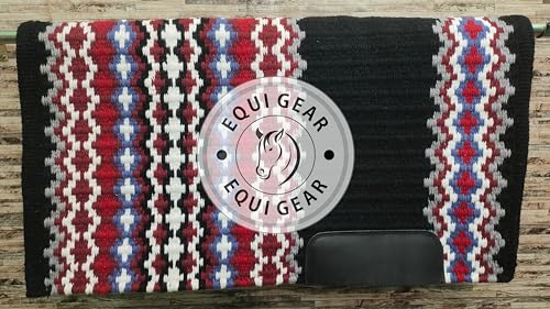 EQUIGEAR Western Show Horse Satteldecke aus neuseeländischer Wolle, Western-Design, handgefertigte Satteldecke, Wollpolster, Sensor Flex (Anpassung möglich), WI13 (34x36)