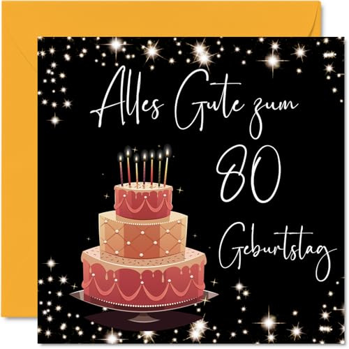 Stuff4 80. Geburtstagskarte für Frauen, Elegant Stilvoll | Alles Gute zum Geburtstagskarten für 80 Jährige Frau Mama Urgroßmutter Oma, 145mm Achtzig Achtzigster Geburtstag Grußkarten