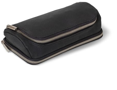 Jahn-Tasche Großes Leder Federmäppchen, Sifte-Etui, Federmappe, Federtasche, Mäppchen, Doppeltes Fach, XL aus echtem Büffel-Leder, Modell 020 - Jahn-Lederwaren (Schwarz)