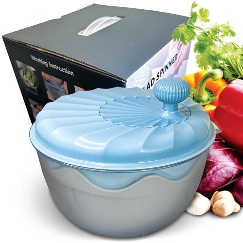Essoreuse à Salade Premium-laveuse de légumes et Hachoir à Salade Efficace, Grande capacité, Bol Coupe-Salade, broyeur-bleu/482