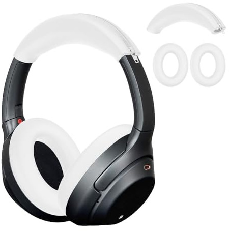 CRGANGZY Silicone Ear Pads Cushion Cover Soft Earmuff Cover -Scratch Headset Sleeve Replacement for Sony ULT WEAR WH-ULT900N/WH-1000XM3/XM4 (Ivory)