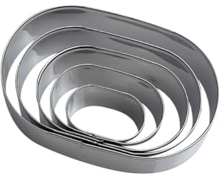 FSSTUD Juego de 5 cortadores ovalados de galletas con forma geométrica, cortadores de galletas de acero inoxidable, cortadores de galletas grandes, moldes de metal para hornear sándwich de pastelería