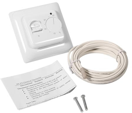 Termostato da Pavimento 220 V, Termostato Ambiente Meccanico Manuale, Regolatore di Temperatura con Coperchio 85X85 Mm, Installazione Superficiale del Riscaldamento a Pavimento