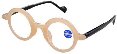 Lanomi Mode Runde Lesebrille Blaulichtfilter Damen Herren Kunststoffe Lesehilfe Sehhilfe Retro Anti Blaulicht Gelb Brille 4.0