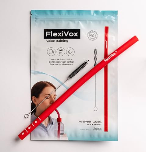 FlexiVox röstträningsrör, röd, 35 cm, med digital övningsguide