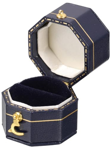BESTYASH Étui à Alliances Octogonal en Cuir Rétro, Boîte à Bagues Portable | Doublure en Lint, Format Compact Facile à Ranger, pour Mariage et Occasions Spéciales