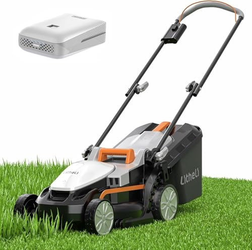 Litheli Akku-Rasenmäher, speziell für kleine Gärten bis 200 m², 33 cm Schnittbreite, 30 L Fangkorb, Schnitthöhe 25–65 mm, kompakt & leicht zu manövrieren und Transportieren