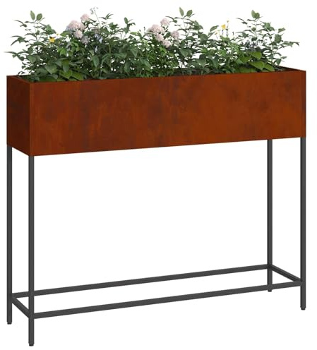 vidaXL Großer Cortenstahl Pflanzer für den Außenbereich Verwitterter Rost-Look Rechteckiges Design Ideal für Garten oder Balkon Langlebiger Pflanzenständer Metall Verschiedene Pflanzen