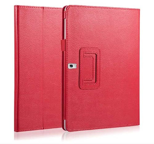 AKLiSa Custodia per Samsung Galaxy Note 10.1 (2014 Edition) SM-P600 P601 P605 intelligente staffa copertura protettiva ultra sottile flip cover con magnetica automatica sleep and wake funzione (rosso)